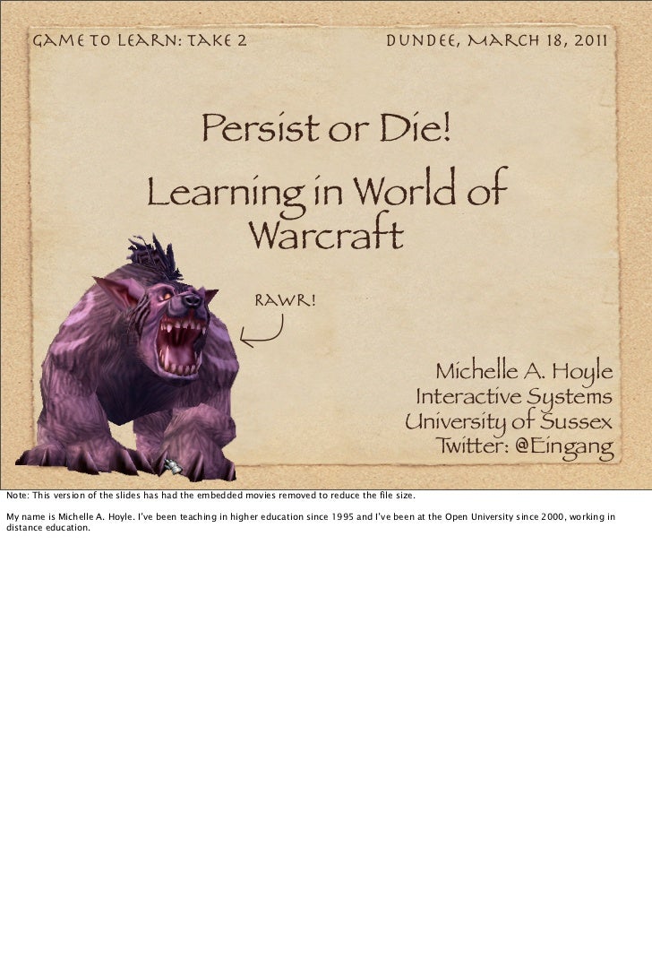persist or die learning in world of warcraft world of warcraft file size