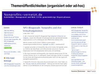 Themenöffentlichkeiten (organisiert oder ad-hoc) 