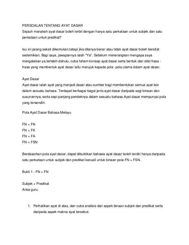 Persoalan Tentang Ayat Dasar