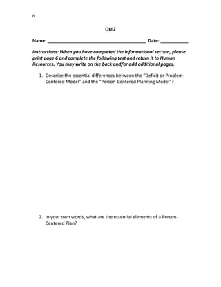 Person centered treatment planning rev 9-2010 | PDF