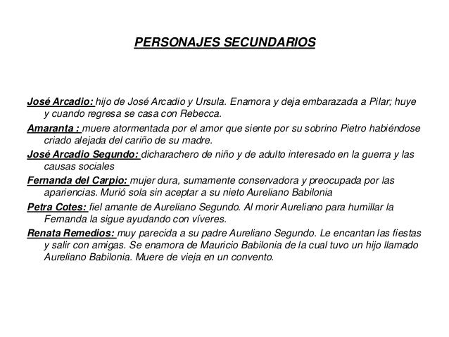 Resultado de imagen para personajes de cien años de soledad