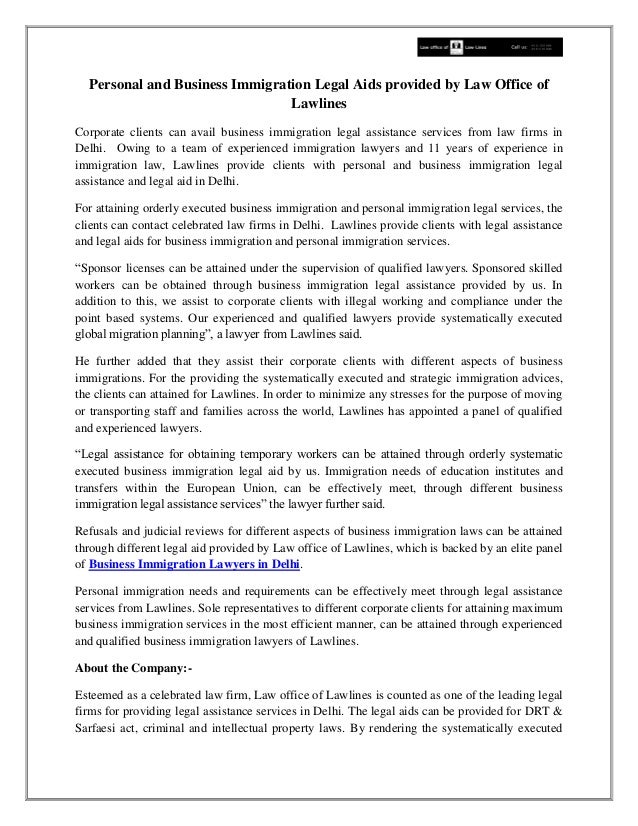 Personal and business immigration legal aids provided by law office of