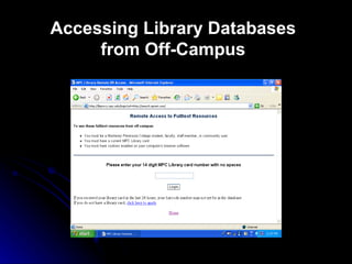 Accessing Library Databases from Off-Campus 