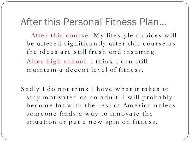 personal fitness plan project