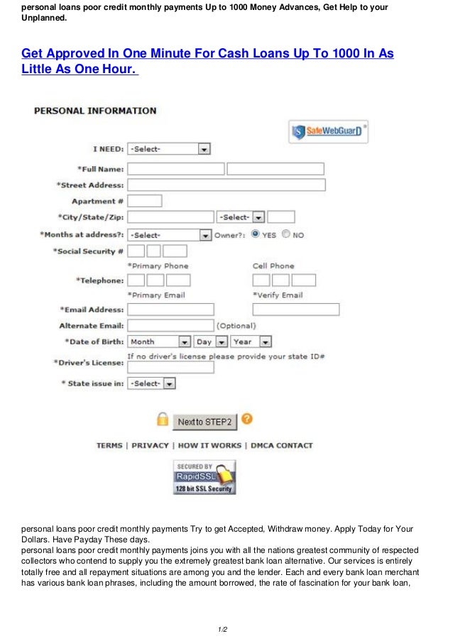 personal loans poor credit monthly payments Quickly Cash Progress Loans