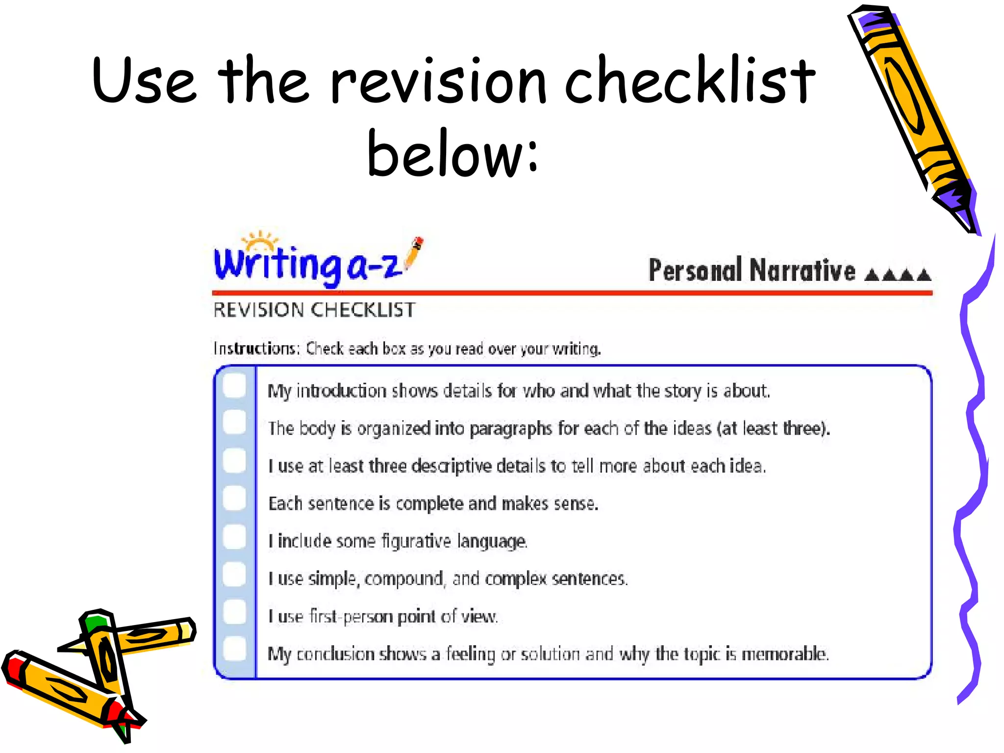 Use the revision checklist below: