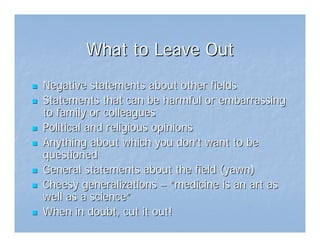 Personal Statement Workshop 2008