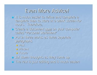 Personal Statement Workshop 2008