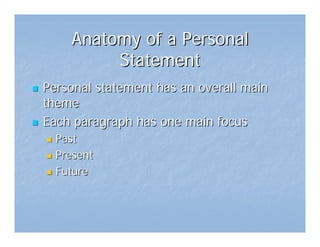 Personal Statement Workshop 2008