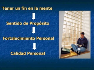 Tener un fin en la mente  Sentido de Propósito  Fortalecimiento Personal Calidad Personal 