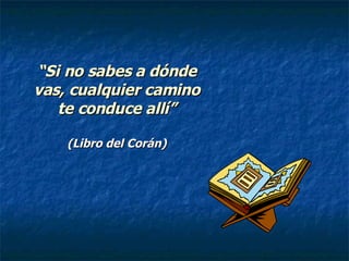 “ Si no sabes a dónde vas, cualquier camino te conduce allí” (Libro del Corán) 