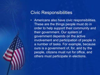Personal and civic responsibilities