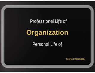 Personal and profesional life of organization