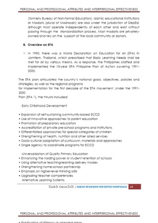 Personal and professional attributes and interpersonal effectiveness