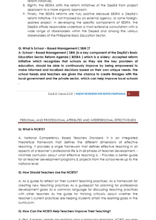 Personal and professional attributes and interpersonal effectiveness