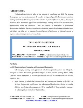 Personal and Professional Development Sample Assignment | PDF