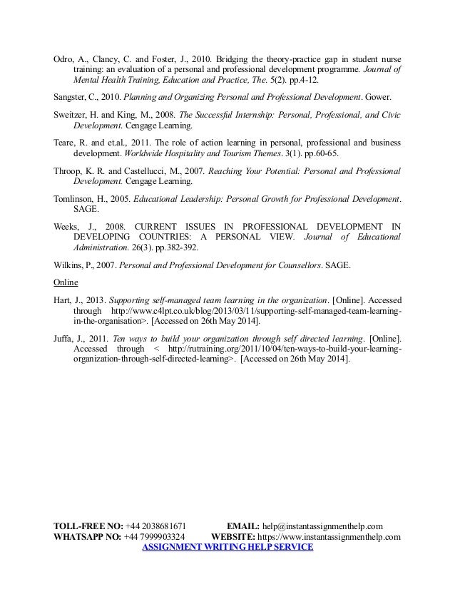 Writing professional development journal