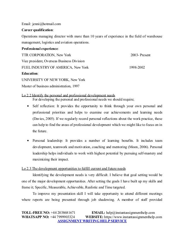 Personal and Professional Development Sample Assignment