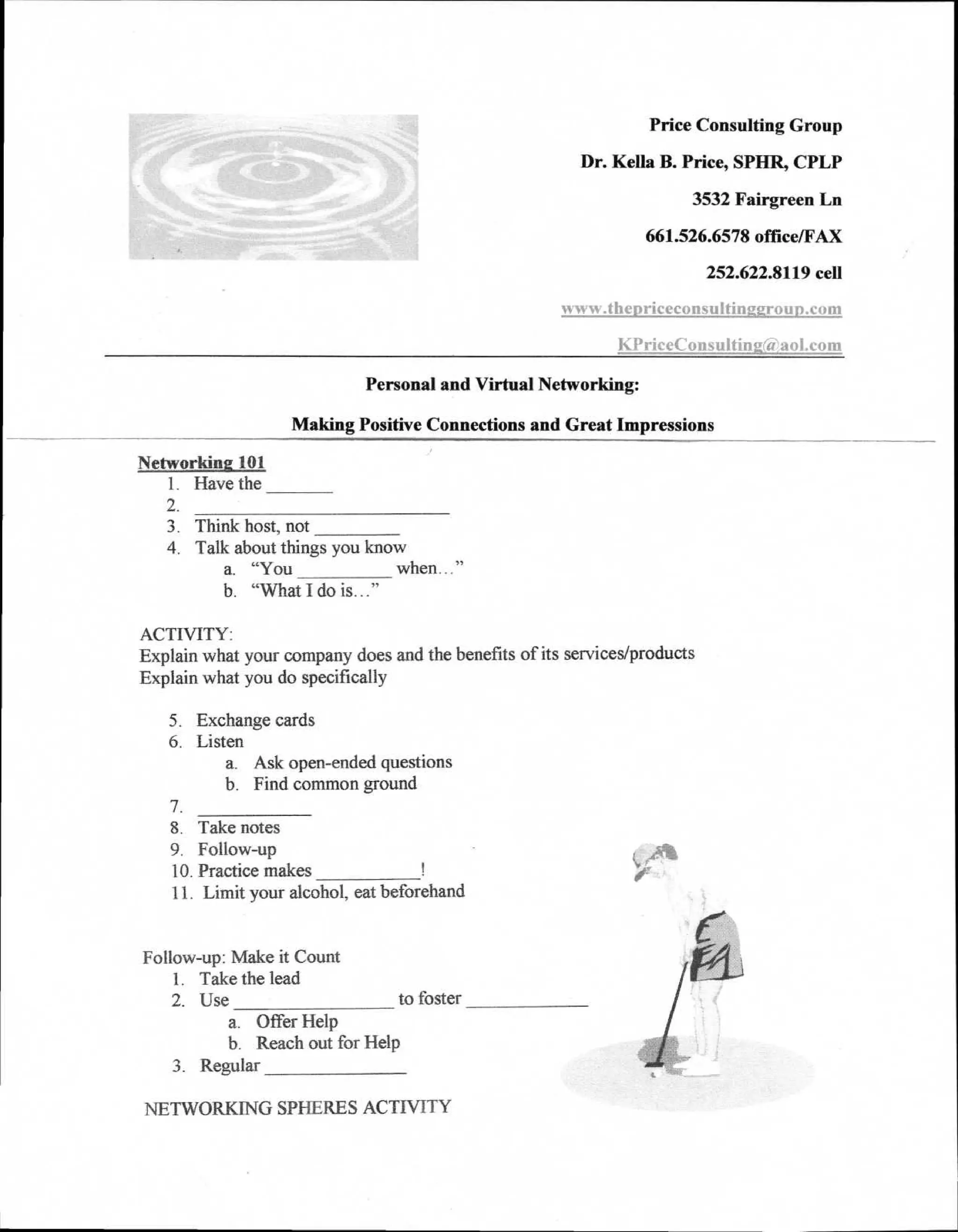 Personal and virtual networking handout PDF