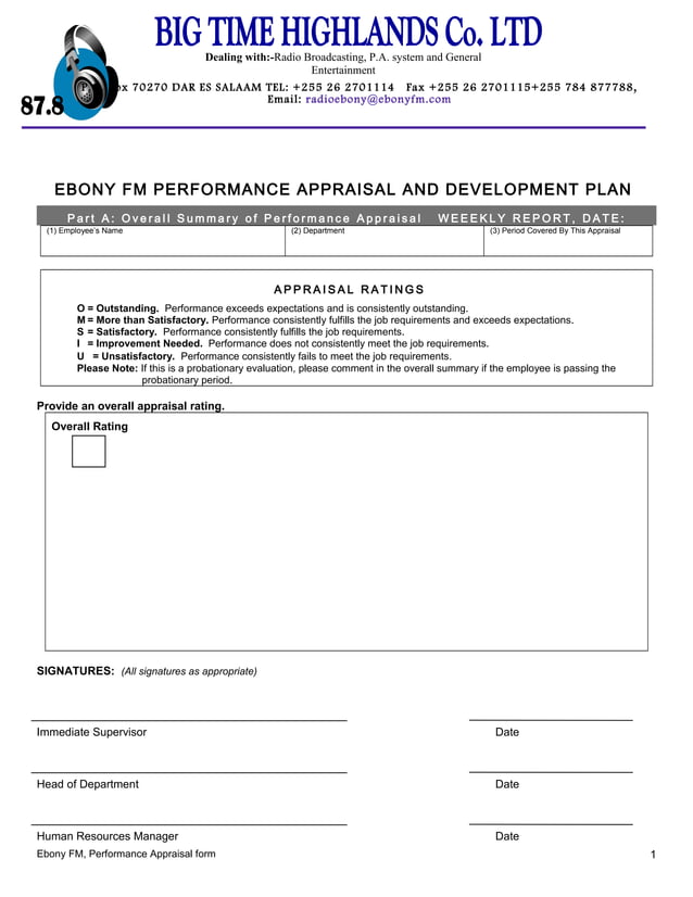 Personal appraisal form PDF
