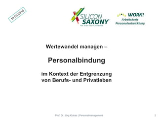 2Prof. Dr. Jörg Klukas | Personalmanagement
Wertewandel managen –
Personalbindung
im Kontext der Entgrenzung
von Berufs- und Privatleben
 