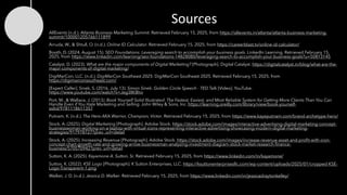 Sources
AllEvents (n.d.). Atlanta Business Marketing Summit. Retrieved February 15, 2025, from https://allevents.in/atlanta/atlanta-business-marketing-
summit/100001205766111899
Arruda, W., & Shtull, O. (n.d.). Online ID Calculator. Retrieved February 15, 2025, from https://careerblast.tv/online-id-calculator/
Booth, D. (2024, August 15). SEO Foundations: Leveraging search to accomplish your business goals. LinkedIn Learning. Retrieved February 15,
2025, from https://www.linkedin.com/learning/seo-foundations-14828080/leveraging-search-to-accomplish-your-business-goals?u=50813145
Catalyst, D. (2023). What are the major components of Digital Marketing? [Photograph]. Digital Catalyst. https://digitalcatalyst.in/blog/what-are-the-
major-components-of-digital-marketing/
DigiMarCon, LLC. (n.d.). DigiMarCon Southeast 2025. DigiMarCon Southeast 2025. Retrieved February 15, 2025, from
https://digimarconsoutheast.com/
[Expert Caller]. Sinek, S. (2016, July 13). Simon Sinek: Golden Circle Speech - TED Talk [Video]. YouTube.
https://www.youtube.com/watch?v=Jeg3lIK8lro
Port, M., & Wallace, J. (2013). Book Yourself Solid Illustrated: The Fastest, Easiest, and Most Reliable System for Getting More Clients Than You Can
Handle Even if You Hate Marketing and Selling. John Wiley & Sons, Inc. https://learning.oreilly.com/library/view/book-yourself-
solid/9781118611357
Putnam, K. (n.d.). The Hero AKA Warrior, Champion, Victor. Retrieved February 15, 2025, from https://www.kayeputnam.com/brand-archetype-hero/
Stock, A. (2025). Digital Marketing [Photograph]. Adobe Stock. https://stock.adobe.com/images/interactive-advertising-digital-marketing-concept-
businesswoman-working-on-a-laptop-with-virtual-icons-representing-interactive-advertising-showcasing-modern-digital-marketing-
strategies/917978727?prev_url=detail
Stock, A. (2025). Increasing Revenue [Photograph]. Adobe Stock. https://stock.adobe.com/images/increase-revenue-asset-and-profit-with-icon-
concept-chart-growth-rate-and-growing-arrow-businessman-analyzing-investment-diagram-stock-market-research-finance-
business/570570942?prev_url=detail
Sutton, K. A. (2025). Kayamone A. Sutton, Sr. Retrieved February 15, 2025, from https://www.linkedin.com/in/kayamone/
Sutton, K. (2022). KSE Logo [Photograph]. K Sutton Enterprises, LLC. https://ksuttonenterprisesllc.com/wp-content/uploads/2025/01/cropped-KSE-
Logo-Transparent-1.png
Walker, J. D. (n.d.). Jessica D. Walker. Retrieved February 15, 2025, from https://www.linkedin.com/in/jessicadraytonkelley/
 