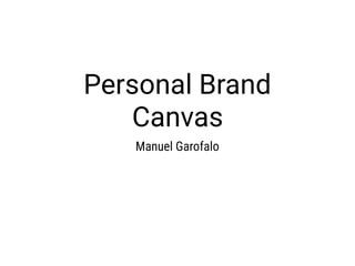 Personal Brand
Canvas
Manuel Garofalo
 