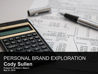 PERSONAL BRAND EXPLORATION
Cody Sullen
Project & Portfolio I: Week 3
May 21, 2019
 