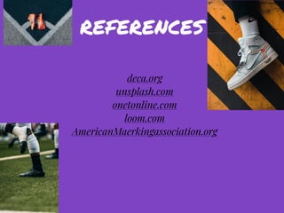 REFERENCES
deca.org
unsplash.com
onetonline.com
loom.com
AmericanMaerkingassociation.org
 