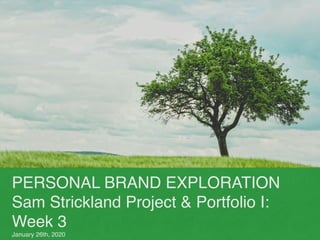 PERSONAL BRAND EXPLORATION
Sam Strickland Project & Portfolio I:
Week 3
January 26th, 2020
 