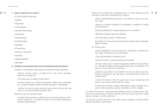 Personal Branding                                                                                                                                     La marca ¿Qué huella quiero dejar?




88        1. ¿Qué se espera de una marca?                                                            Parece que las marcas han conseguido algo, y no cabe duda que se han                       89
                                                                                                     esforzado en ello ahora, preguntémonos nosotros:
               Los entrevistados respondían:
                                                                                                         ¿Somos suficientemente conocidos, o nos callamos cosas, no lo deci-
               •	Calidad.
                                                                                                         mos todo?
               •	Seguridad.
                                                                                                         ¿Damos la suficiente sensación de experiencia, seriedad en nuestro
               •	Conocimiento.                                                                           comportamiento?

               •	Ventajas	diferenciales.                                                                 ¿Hay perdurabilidad en nuestras relaciones con los demás?

               •	Experiencia.                                                                            ¿Sabemos establecer relaciones sólidas?

               •	Perdurabilidad.                                                                         «Si te pasa algo ya sabes a dónde acudir»

               •	Profesionalidad.                                                                        Nos hablan los consumidores de: seguridad, profesionalidad, responsa-
                                                                                                         bilidad, cercanía.
               •	Seriedad.
                                                                                                     Por nuestra parte:
               •	Compromiso.
                                                                                                         ¿Damos seguridad a nuestras relaciones? ¿Apoyamos a nuestros ami-
               •	Orgullo	al	consumirla.
                                                                                                         gos, saben a dónde acudir si les pasa algo?
               •	Cercanía.
                                                                                                         ¿Hay responsabilidad en nuestros actos?
               •	Responsabilidad.
                                                                                                         ¿Somos cercanos? ¿Estamos dónde nos necesitan?
               •	Bienestar.
                                                                                                         «Hombre, parece que, a través de preguntas, teléfono del consumidor,
          2. ¿Cuáles son las percepciones de los consumidores sobre las marcas?                          etc., recogen de alguna manera nuestras opiniones y necesidades». O lo
                                                                                                         que es lo mismo: escucha, compromiso.
               Incluidos en su respuesta, había algunas interesantes frases (verbatims):
                                                                                                         ¿Sabemos qué piensan, qué necesitan los que nos rodean, les escu-
                     «Cuando compras marcas, ya sabes que no vas a tener sorpresas.                      chamos, analizamos lo que nos dicen y, más importante, actuamos en
                     Siempre han estado ahí».
                                                                                                         consecuencia?
                     «Si te pasa algo, ya sabes a dónde acudir».
                                                                                                         «Cuando te tomas la marca de yogur que te gusta, aunque sea más
                     «Hombre, parece que, a través de preguntas, teléfono del consumidor,                cara, es como que te estás tomando lo mejor».
                     etc., recogen de alguna manera nuestras opiniones y necesidades».
                                                                                                         En esta frase se reflejan: ventajas diferenciales, orgullo, bienestar al con-
                     «Cuando te tomas la marca de yogur que te gusta, aunque sea más                     sumir la marca (suavidad, caricia, comodidad o confort, calidad).
                     cara, es como que te estás tomando lo mejor».
                                                                                             En nuestra forma de ser: ¿aportamos algo diferente, distinto? ¿Existe orgullo, bien-
               Analicemos una por una estas frases:                                          estar al ser consumidos por nuestros amigos? ¿Dicen en voz alta: esta es mi amiga,
                                                                                             este es mi amigo? ¿Somos auténticos?
                     «Cuando compras marcas, ya sabes que no vas a tener sorpresas. Siem-
                     pre han estado ahí». O lo que es lo mismo: conocimiento, experiencia,   Las marcas no se han hecho en un día, nacen, crecen, prosperan, muchas mueren,
                     seriedad, perdurabilidad.                                               algunas, las mejores, permanecen.
 