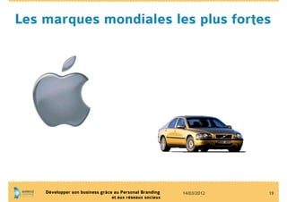 Les marques mondiales les plus fortes




    Développer son business grâce au Personal Branding    14/03/2012   19
                                 et aux réseaux sociaux
 