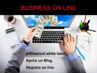 BUSINESS ON LINE 
Affiliazioni white label 
Aprire un Blog 
Negozio on line 
 