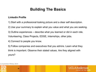 © Summers McKay 2014
Building The Basics
25
Linkedin Profile
1) Start with a professional looking picture and a clear self...