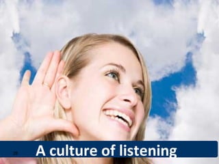 A culture of listening28
 