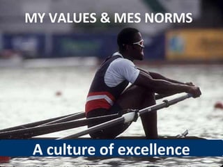 30
MY VALUES & MES NORMS
A culture of excellence
 