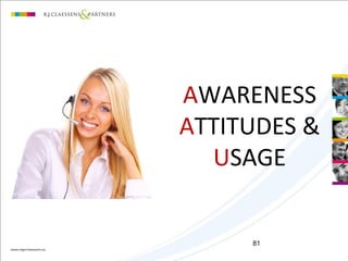 AWARENESS
ATTITUDES &
USAGE
81
 