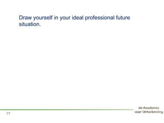 Draw yourself in your ideal professional future
situation.
77
 