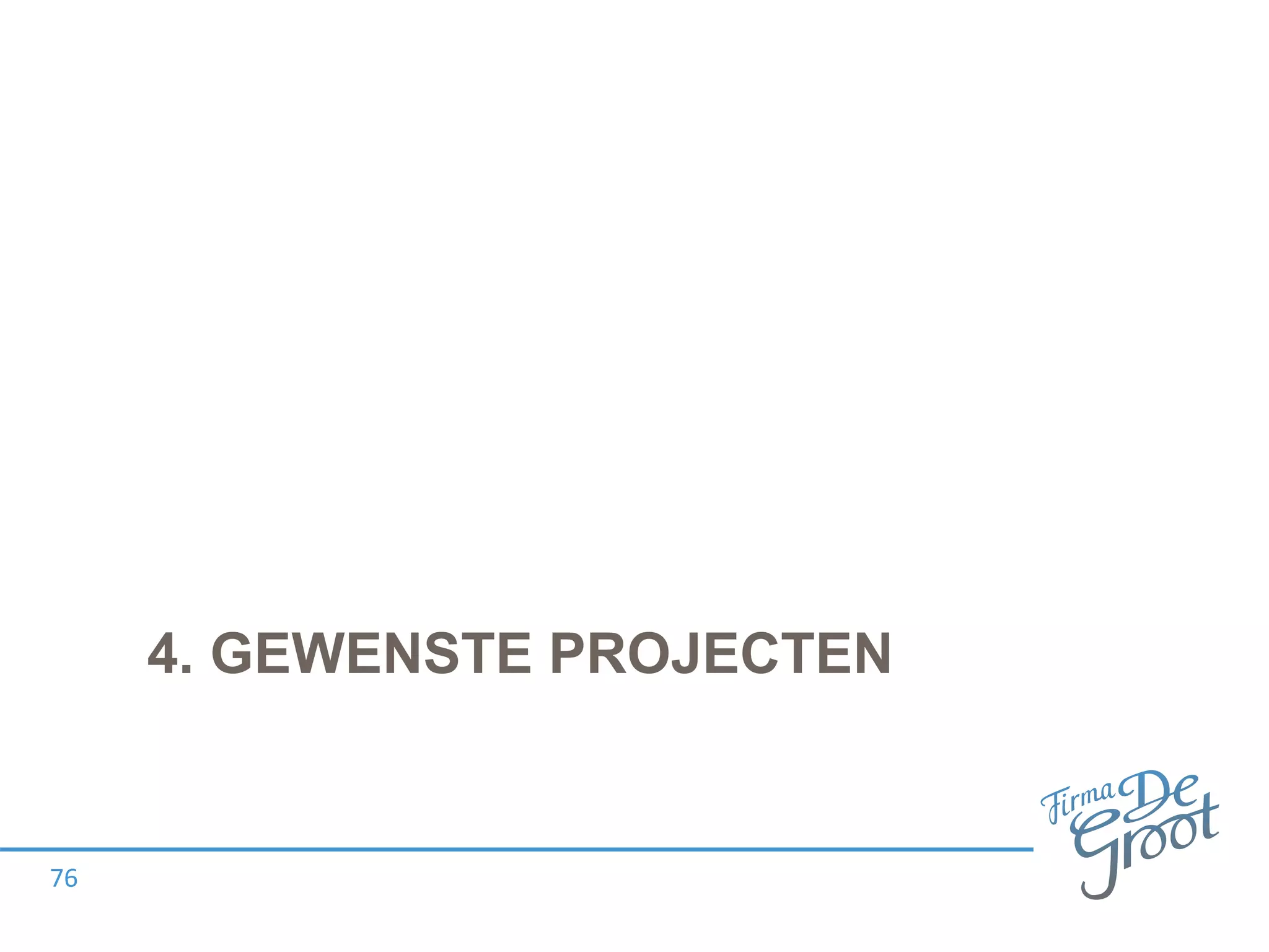 4. GEWENSTE PROJECTEN
76
 