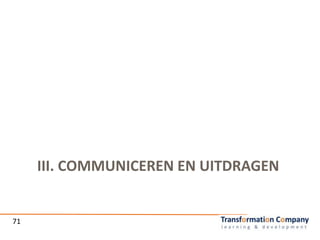 III. COMMUNICEREN EN UITDRAGEN
71
 