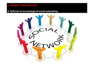 a. Scopri il tuo marchio
9. Definisci la tua strategia di social networking.
 