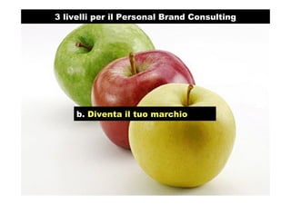 b. Diventa il tuo marchio
3 livelli per il Personal Brand Consulting
 
