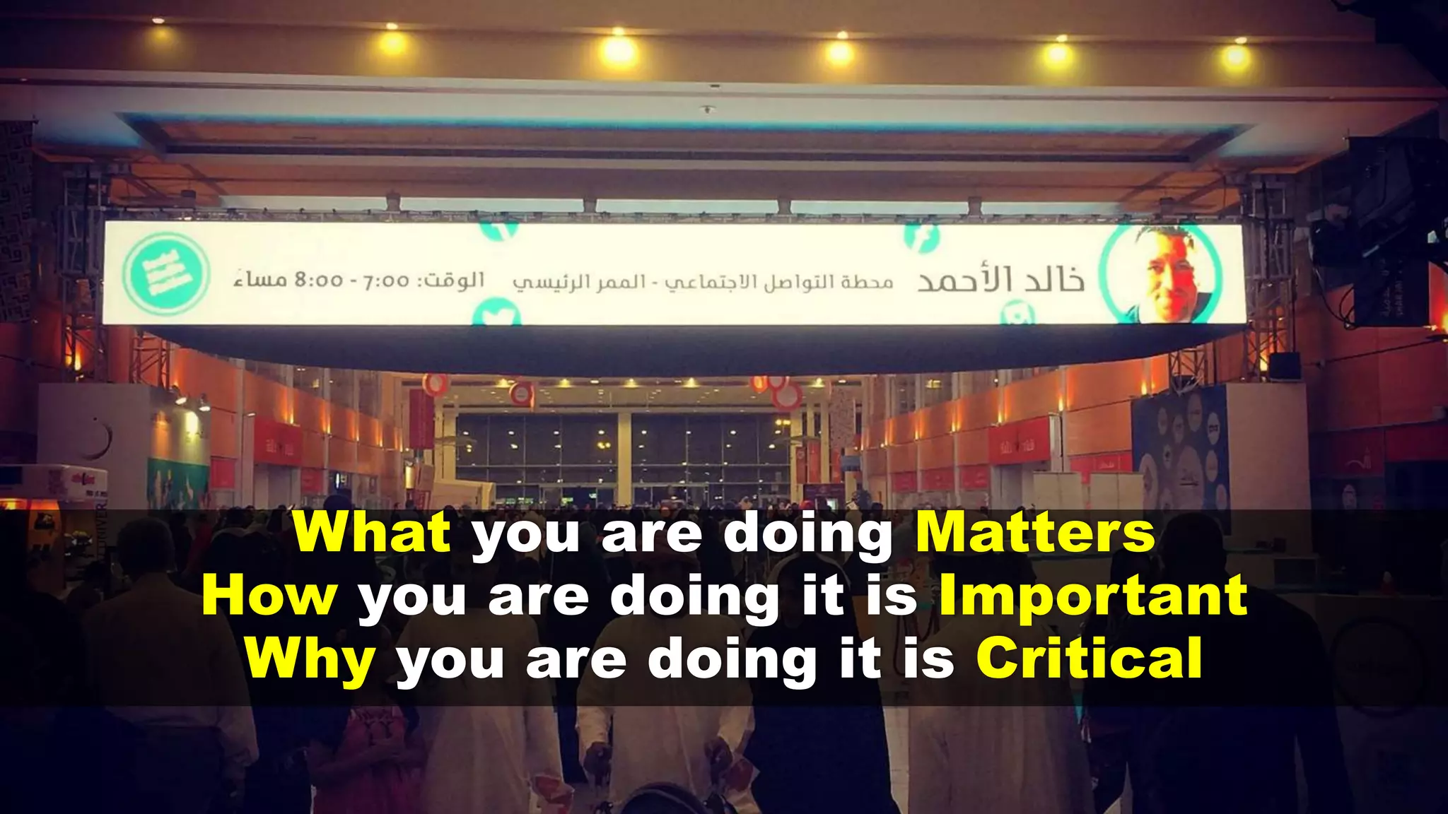 What you are doing Matters
How you are doing it is Important
Why you are doing it is Critical
 