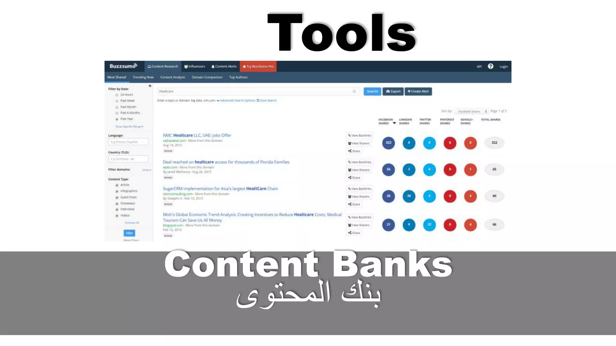 Content Banks
‫المحتوى‬ ‫بنك‬
Tools
 