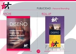 29
PUBLICIDAD - Personal Branding
AFICHE ROLL UP
DISEÑO
D i s e ñ a d o r G r á f i c o
B r y a n T i p a n t u ñ a
• DISEÑO GRÁFICO
• DISEÑO WEB
• MOTION GRAPHICS
• PUBLICIDAD
• ANIMACIÓN
• ILUSTRACIÓN
Adobe Photoshop
Adobe Illustrator
Adobe InDesign
Adobe Muse
Adobe Animate (Flash)
Adobe After Effects
DISEÑO
 