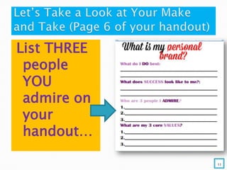 List THREE
people
YOU
admire on
your
handout…
11
 