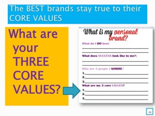 What are
your
THREE
CORE
VALUES?
20
 