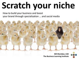 Scratch your niche
How to build your business and boost
your brand through specialization ... and social media
Bill Sheridan, CAE
The Business Learning Institute
 