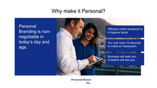 Why make it Personal?
Effective online presence is
a hygiene factor
You only have 10 seconds
to make an impression.
Busine...
