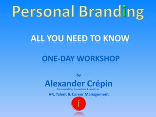 ALL YOU NEED TO KNOW

  ONE-DAY WORKSHOP
                         by

  Alexander Crépin
       for inspiration, innovation & results in

   HR, Talent & Career Management
 